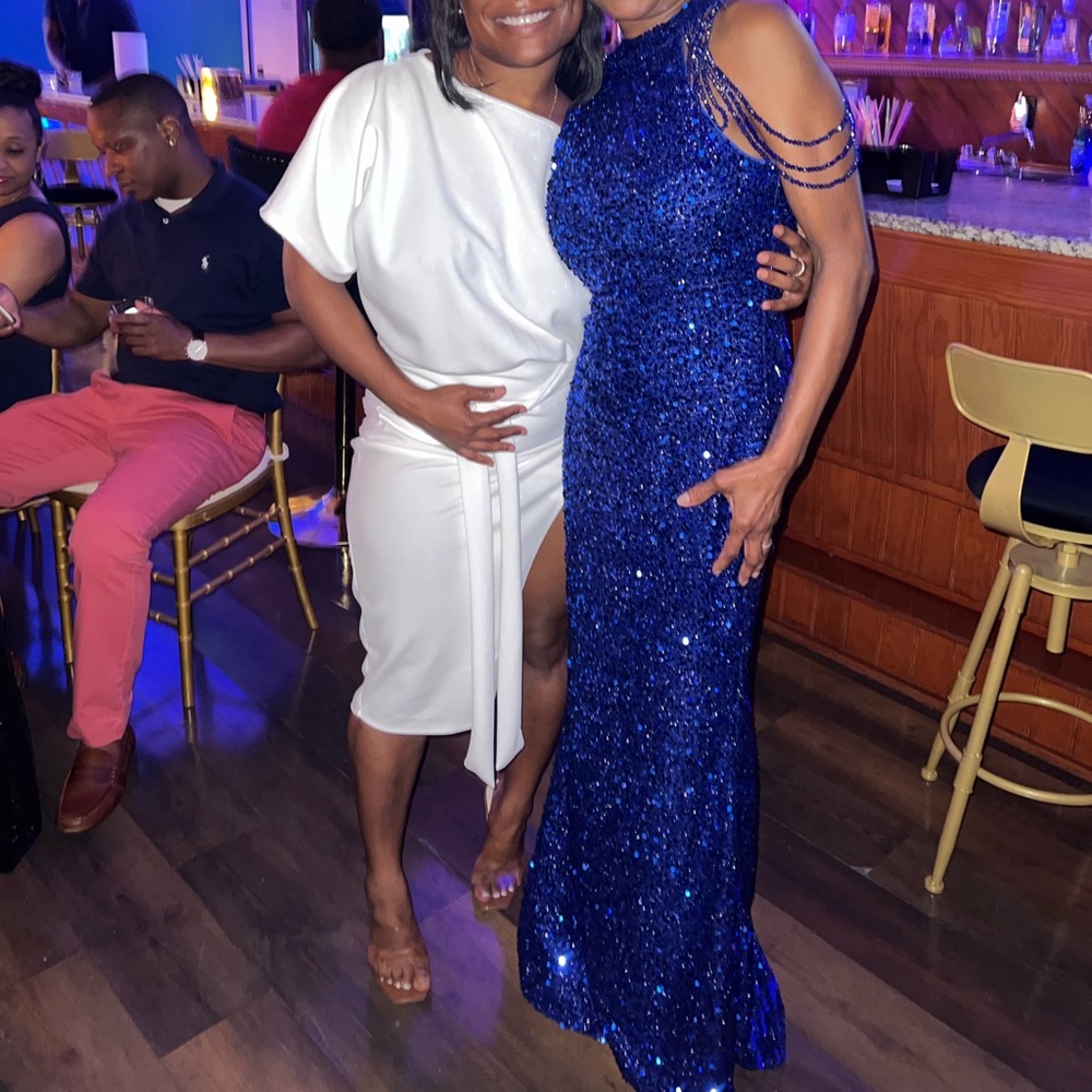Blue sequin gown